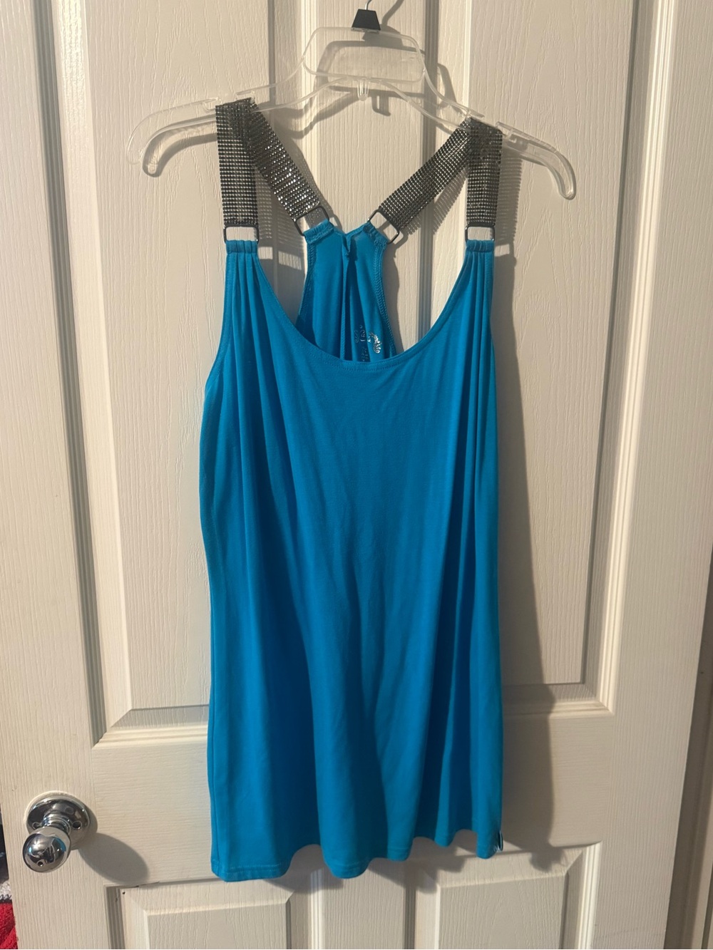 Candie's Bright Turquoise Tank with Decorative Silver Straps